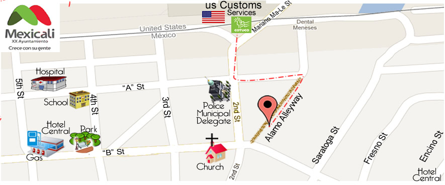 map Alamo Dental Clinic  in Algodones 